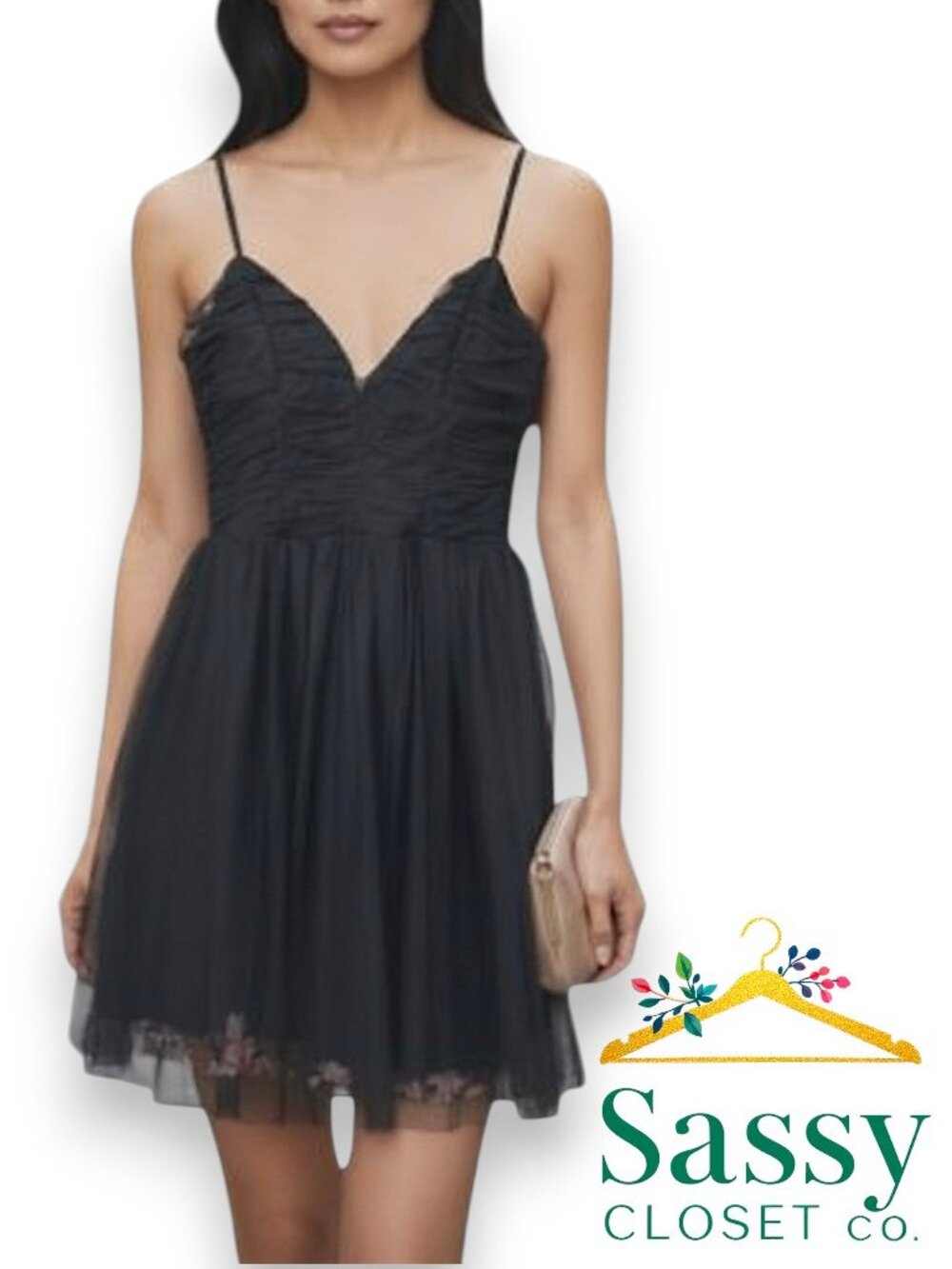 ✨ LOVE NICKIE LEW Black Tulle Mini Dress 5 Juniors Goth Coquette EUC 🖤